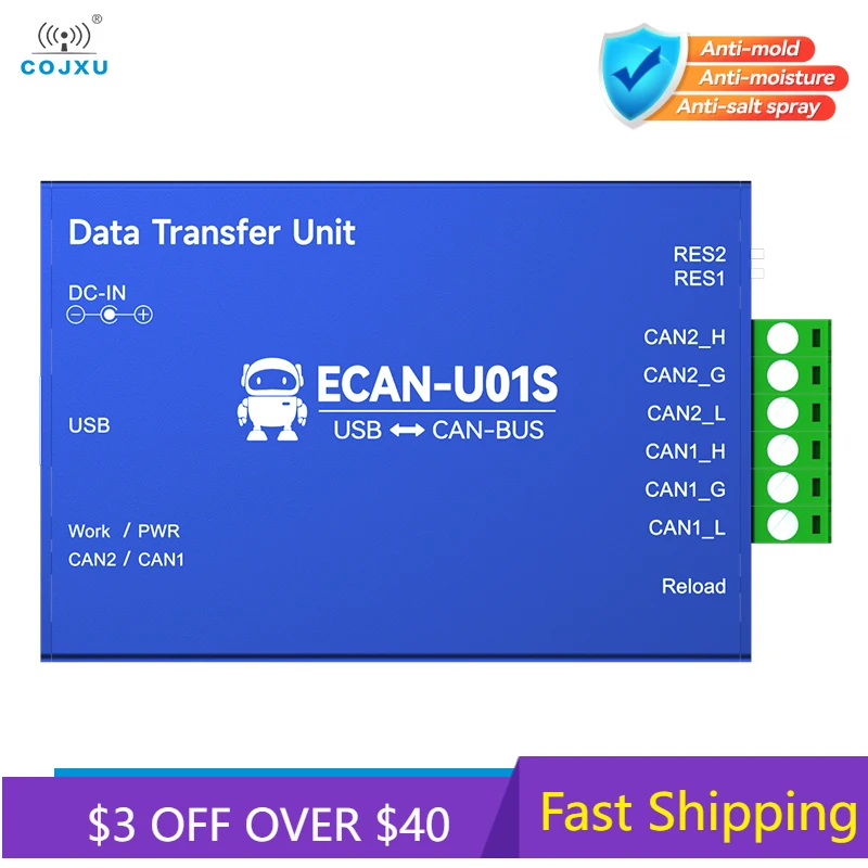 

CAN to USB Converter Bus Analyzer CAN2.0 Debugger CAN-BUS Bidirectional 2-Way Transceiver COJXU ECAN-U01S Portable Relay