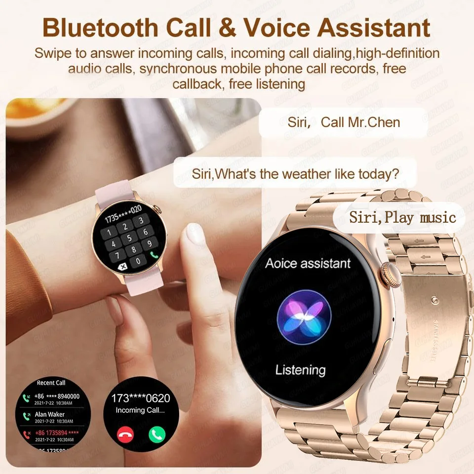 ساعة ذكية NFC رياضية للنساء ، مكالمة بلوتوث ، ساعة ذكية لـ ، شاو ، شاشة AMOLED ، معدل ضربات القلب ، مسار نظام تحديد المواقع ، x ، جديد ، هونج ،