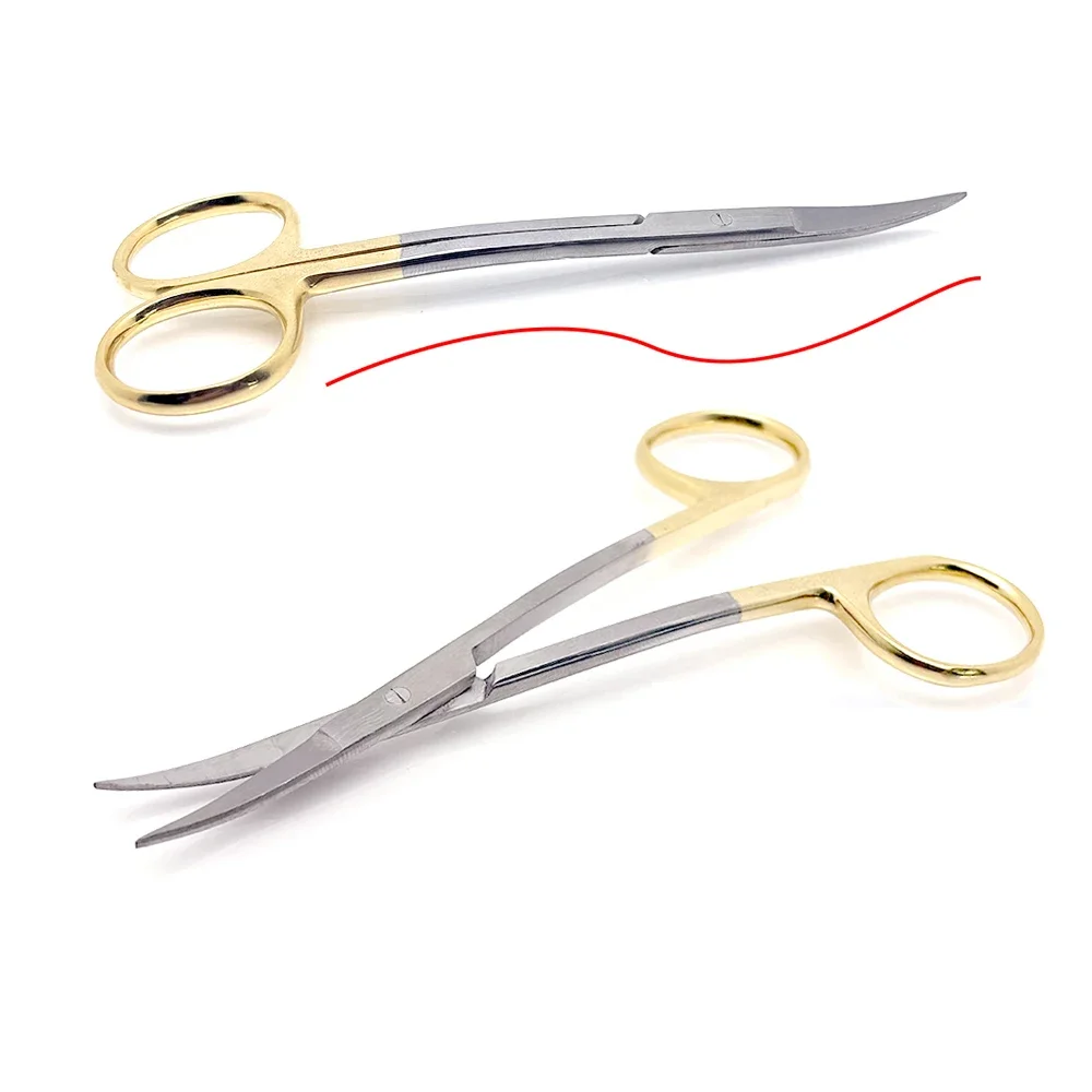 S Type Double Curved Stainless Steel Surgical Scissors for Ophthalmic and Dental Dissection