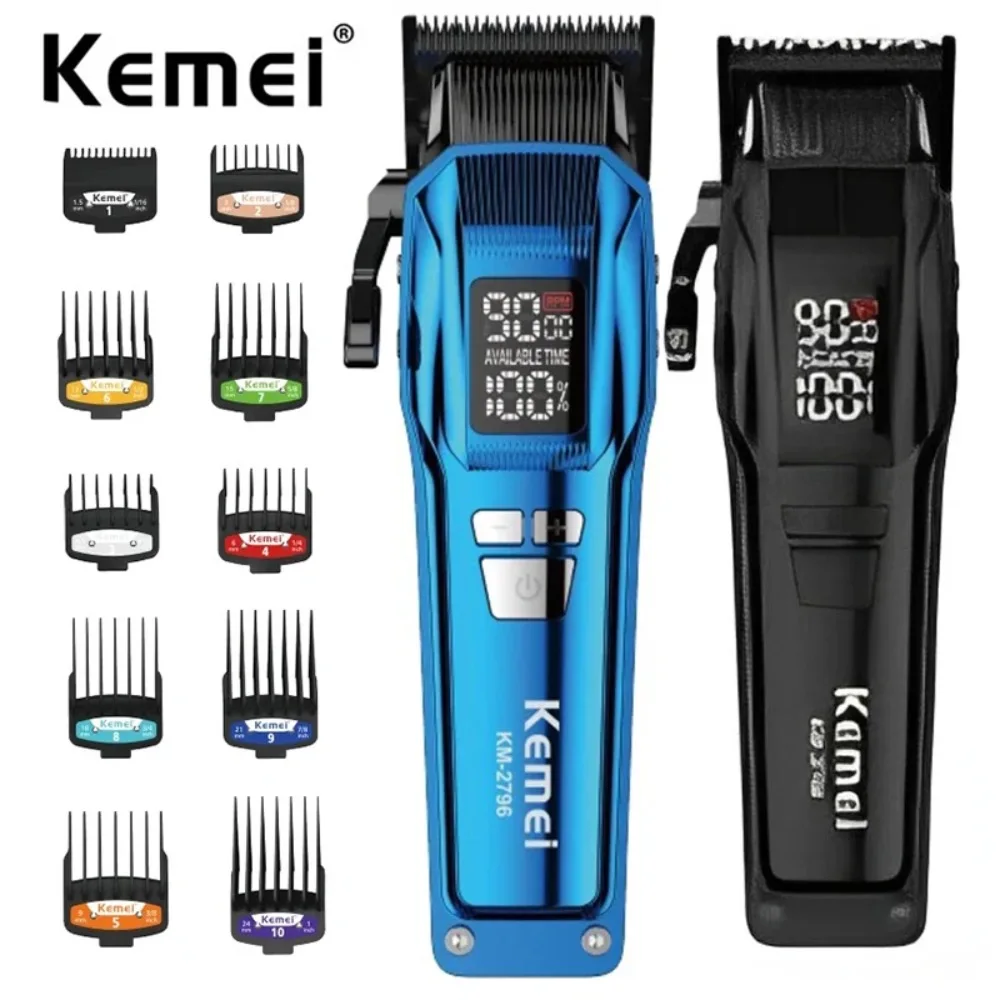 Kemei 2796 Barber Hair Clipper Professional Brushless Motor Fade Haircut Machine Electric Trimmer Hair Cutter for Men 9000RPM