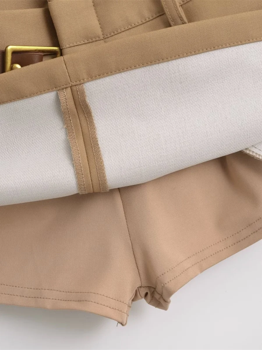 Jupe trapèze amincissante taille haute avec Double ceintures, jupe de rue pour femmes, Design de couleur Pure, printemps 2024