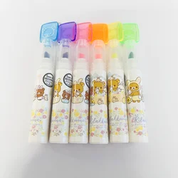 6 pçs aihao hm5320 rilakkuma mini highlighter adorável dos desenhos animados caneta marcador de tinta escritório da escola fornecimento de artigos de papelaria kawaii