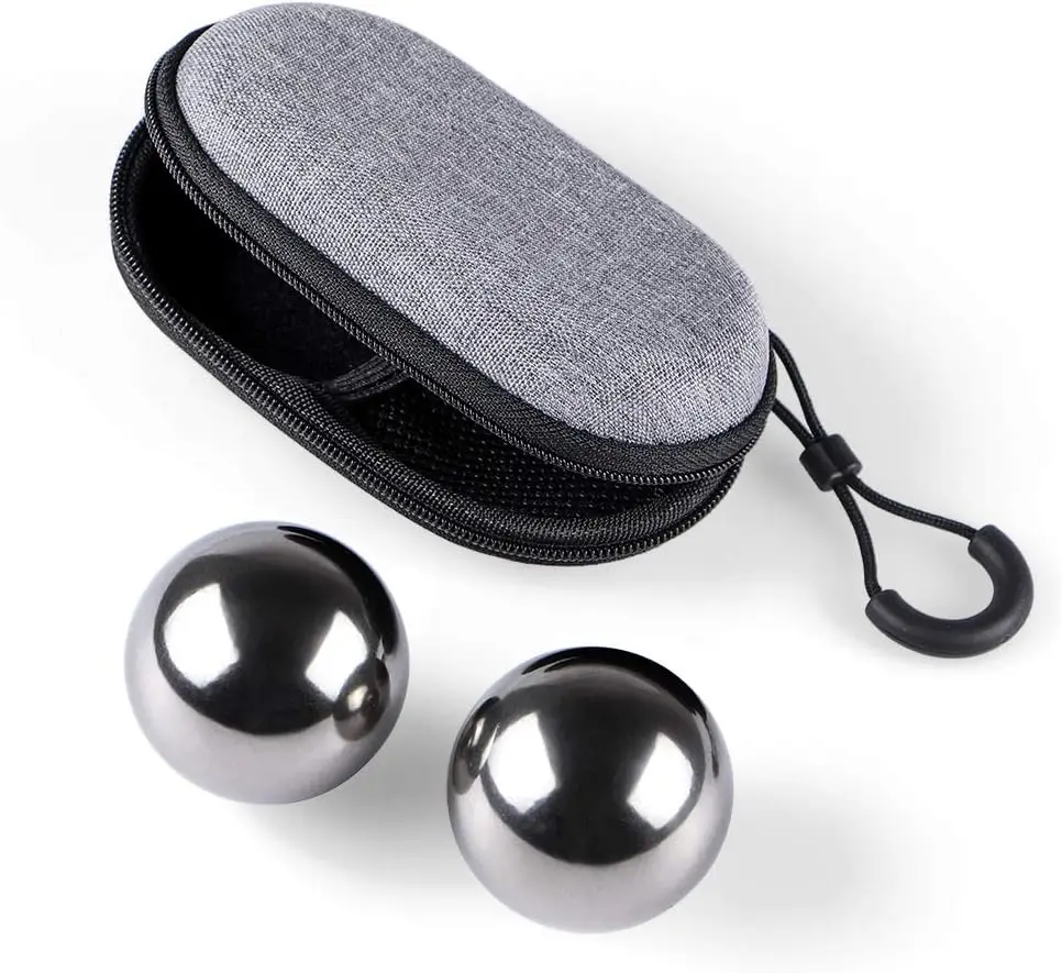 

Stainless Steel Baoding Balls 1.57 Inches Non-Chime Hand Massage Balls with Case for Hand Exercise Stress Relief
