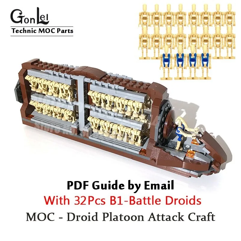 Nueva estrella MOC Wars batalla Droid transporte acorazado pelotón ataque artesanía bloques de construcción ladrillos DIY juguetes para niños 2104