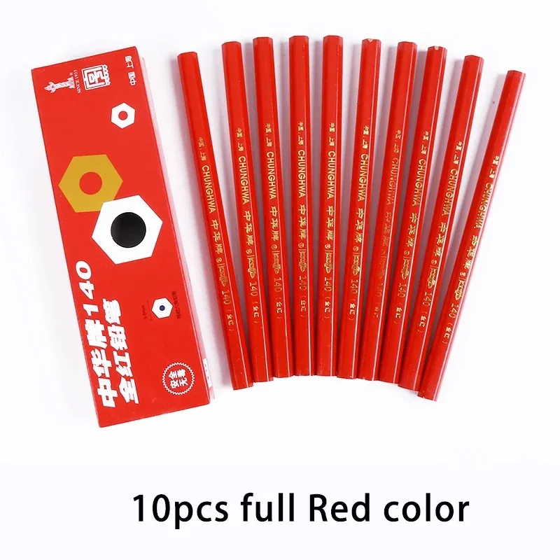 10 stks/set Dikker Speciaal Potlood Blauw Rood Dual Kleur Volledig Rood voor Kiezen Hexagon Marker Potloden School Kantoorbenodigdheden