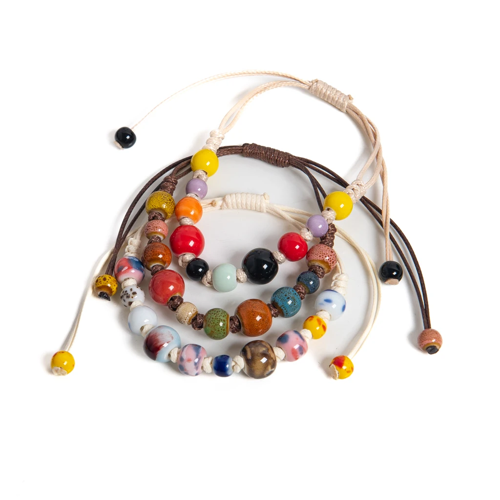 Colorful Handmade Ceramic Bracelet Adjustable Vintage Style Jewelry for Women and Men 1156 image 4