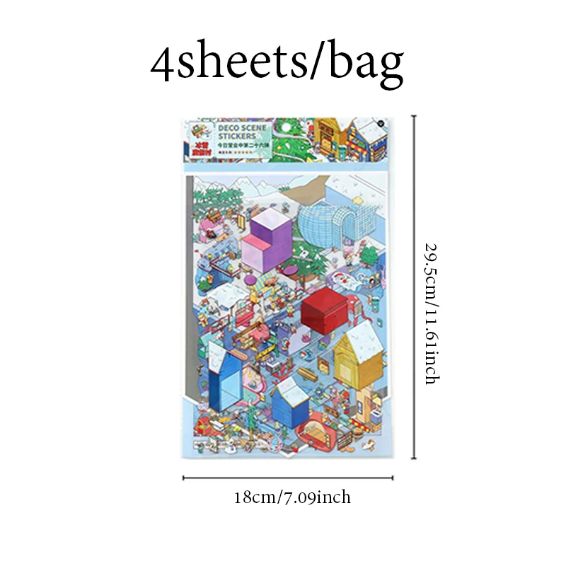 2 Packs Ice Resort & Sunset Resort 2.5D Diorama Stickers Extra Large Scene Decals for Journal Scrapbooking Winter Vacation Theme