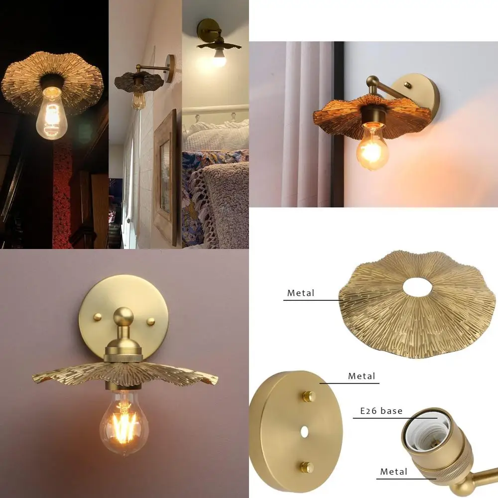 

Brass Flower Split Design Vintage Wall Sconce, Hardwired Farmhouse Lighting for Home Decor in Living Rooms, Hallways, and Bedroo