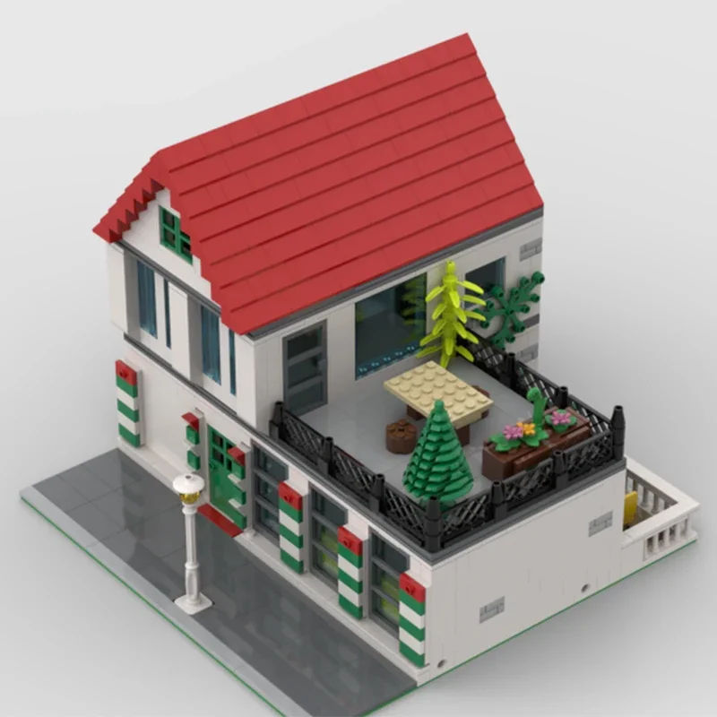 984pcs MOC Italian Resturaunt Town House Modular Buildings Building Blocks Christmas Gift Challenging DIY Assembly Model