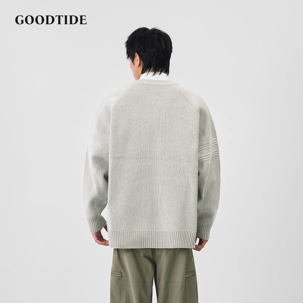 Fashion Men's Casual Crew Neck Cardigan 2025 Winter New Ribbed Knitted Jacket Button Front Soft Long Sleeve Outerwear Top