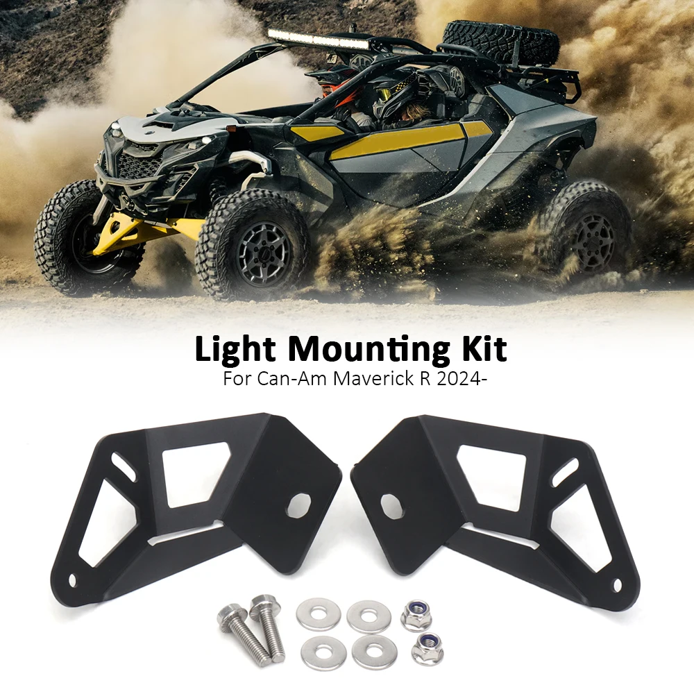 

Для CAN-AM MAVERICK R для Can-Am Maverick R 2024, комплект крепления переднего фонаря UTV, низко- и высокопозиционный черный кронштейн