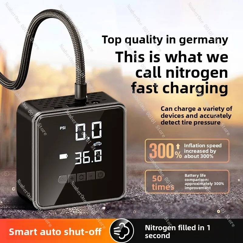 Car electric air pump with pressure gauge Home car dual-purpose automatic charging and stopping Wireless electric car tire air