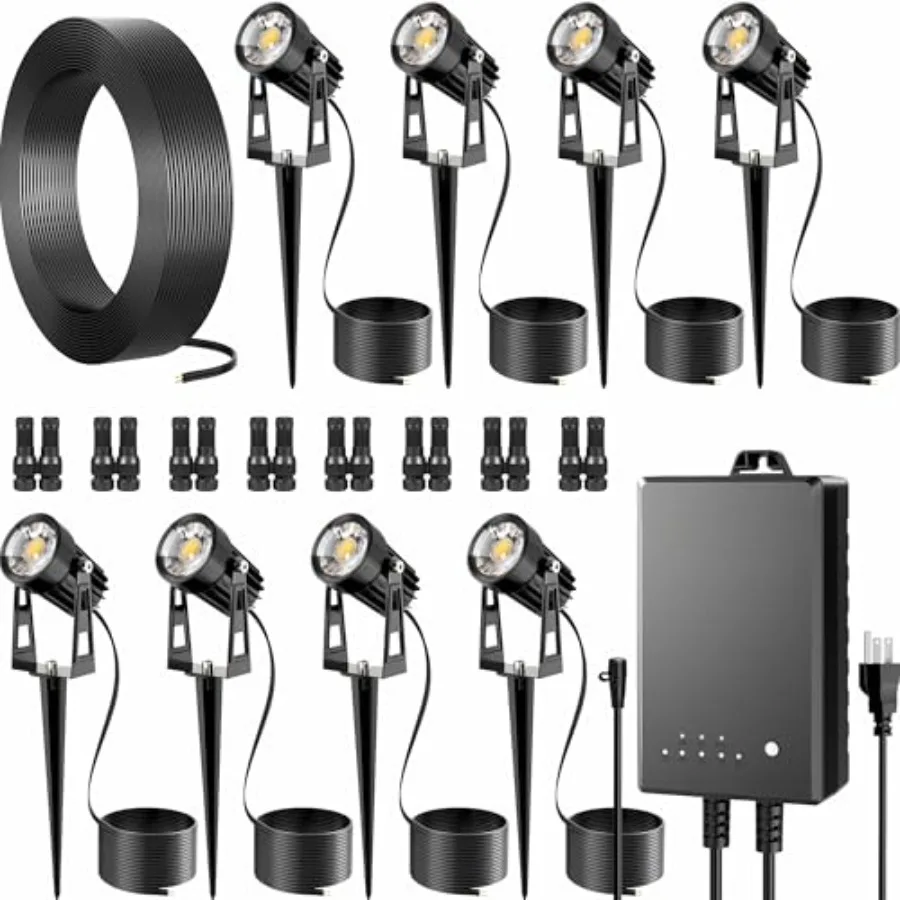 

All-in-One Outdoor Low Voltage Landscape Lighting Kit LED Landscape Spot Lights with 60W Transformer and 65FT Wire Waterproof O