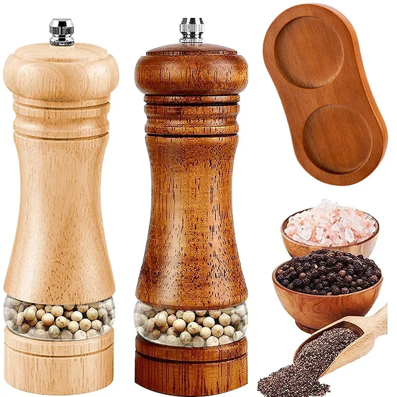 Manual Pepper Grinder Wooden Salt And Pepper Mills Multi-purpose Spice Tool Solid Wood Spices Grinder For Home Kitchen Household