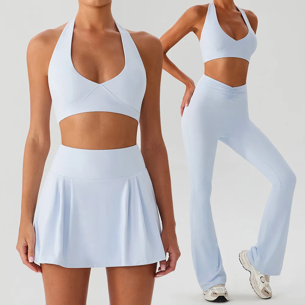 Yoga Suit Gym Fitness Set 2PCS Sports Bra Flared Trousers Suit Tracksuit Women Workout Clothes Sportswear Female Athletic Wear