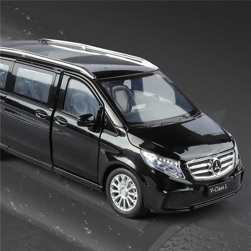 โมเดลรถ MPV อัลลอยด์ V260 ขนาด 1:24 ของเล่นรถโลหะหล่อขึ้นรูป รถธุรกิจ จำลองเสียงและแสงได้ ของสะสมสำหรับเด็ก ของขวัญ