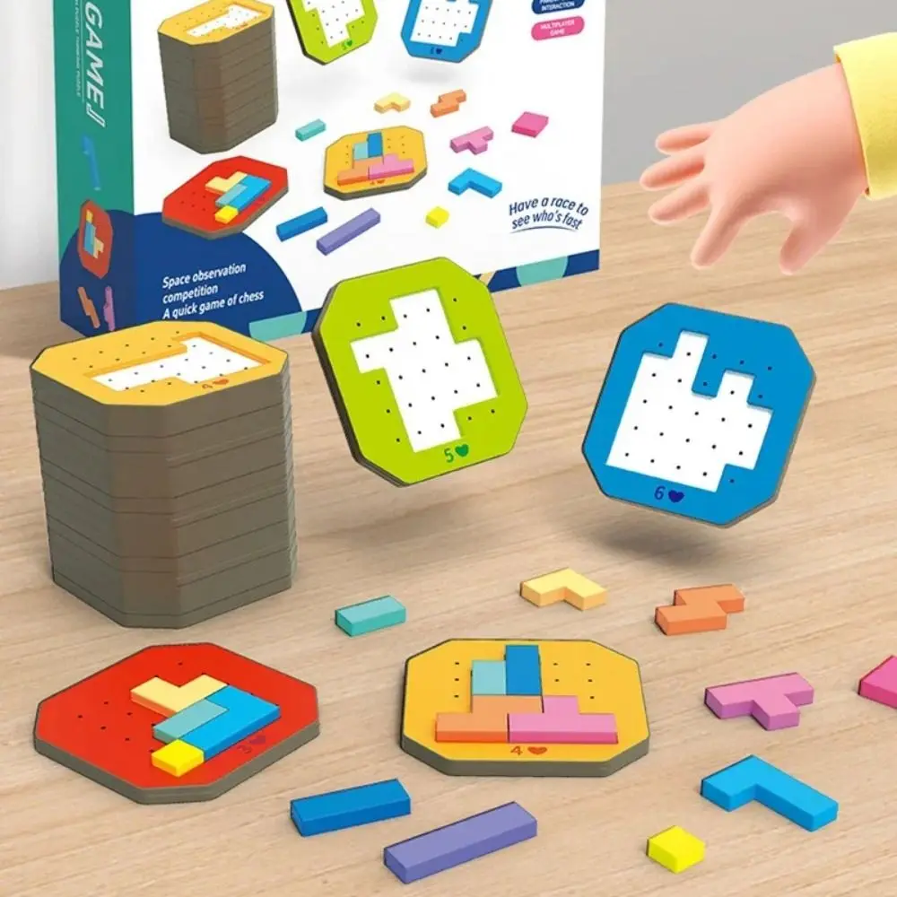 Logical Thinking Game Tangram Jigsaw Puzzle Wooden Two-person Quick-fix Tangram Jigsaw Puzzle Game Interactive Montessori
