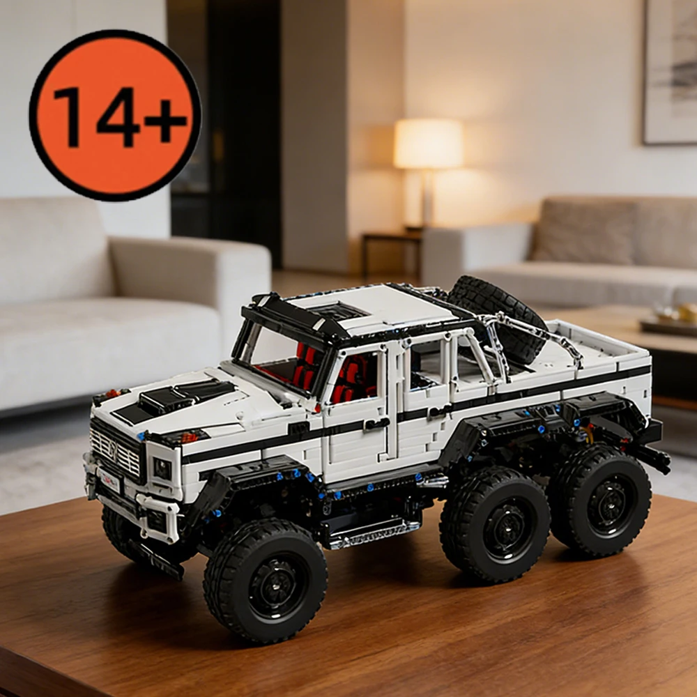 

Heavy-Duty 6x6 Off-Road Car Home Ornaments Static White Technical Car Desktop Decor Boys Adults Hot Sale DIY Pickup Model 2026