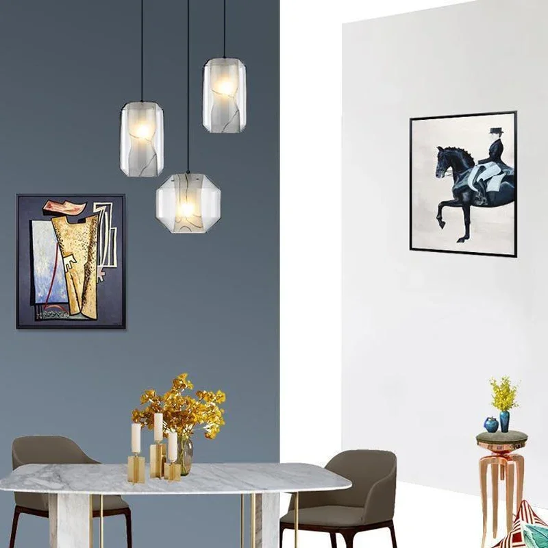 

Modern Marble Glass Lamp Art Showcase Room Decoration Corridor Bedroom Clothing Store Bar Counter Staircase Chandeliers