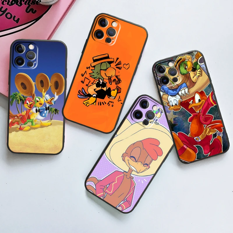 Disney The Three Caballeros Art For iPhone 15 14 13 12 11 XS XR X 8 7 SE Pro Max Plus Mini Black TPU Phone Case