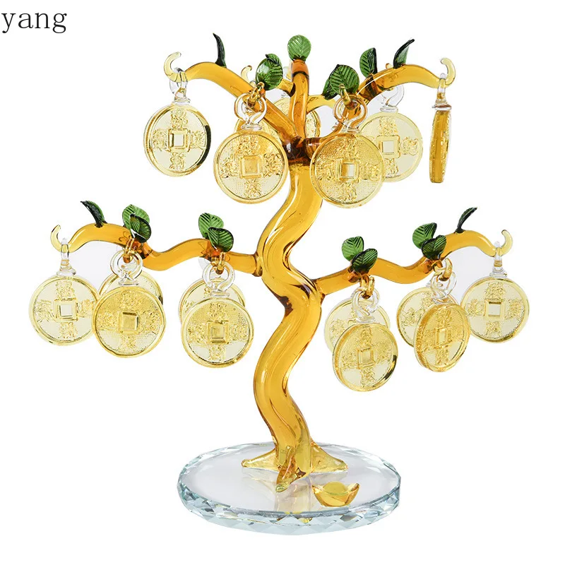 CX citrine fortune tree ornament crystal copper coin fortune tree office desktop decoration