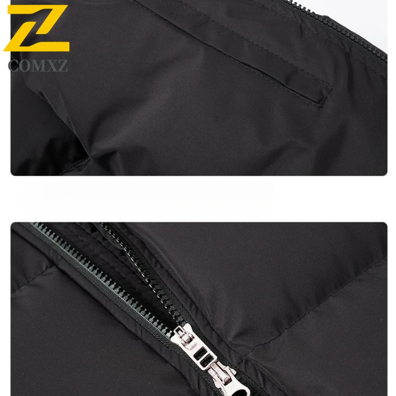 Men Winter Padded Jacket 2025 Hooded Color Block Cotton Down Coat Warm Windproof Fashion Camping Snow Lightweight Parka