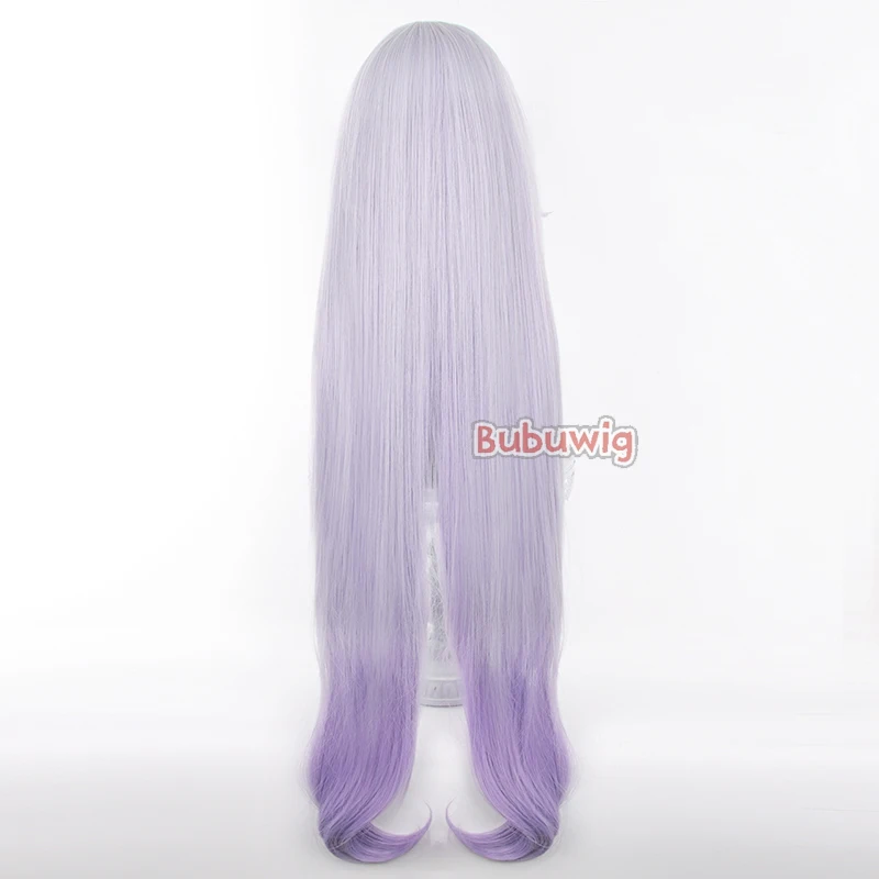 Bubuwig-Peluca de cabello sintético Honkai, cabellera artificial de 95cm de largo, color blanco, morado mezclado, resistente al calor