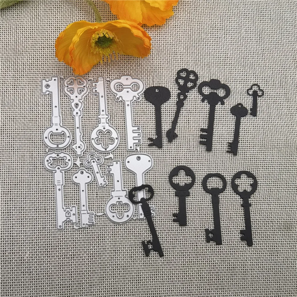 9pcs Vintage Keys Set Nice door key Cutting Metal Cutting Dies Stencils Die Cut for DIY Scrapbooking Album Paper Card Embossing