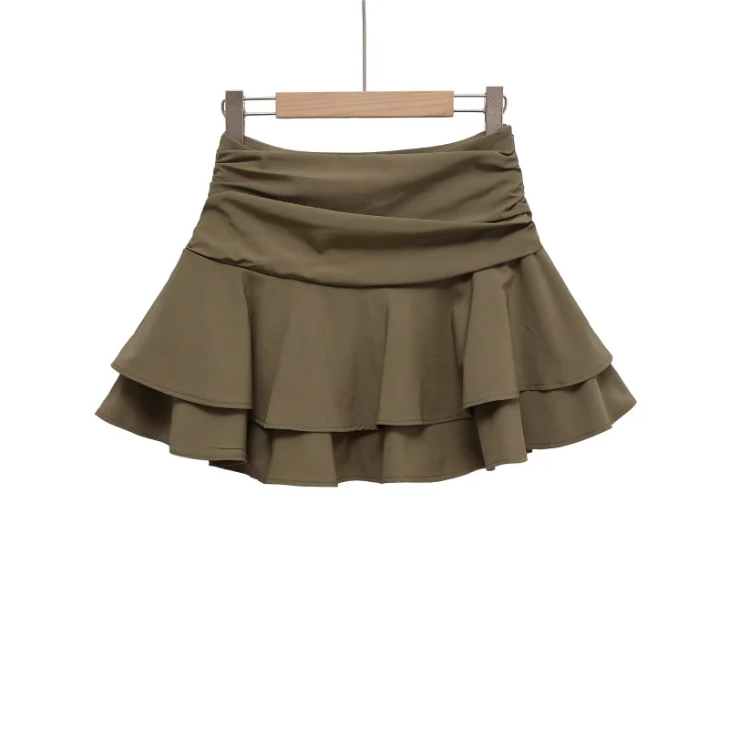 ETJ 2025 Damen Sommer Neu Sexy Mode Hot Girl Style Flauschige Stufenverzierung Mittelhoch Sitzender Kurzer Rock-Hosenrock – Detail 13