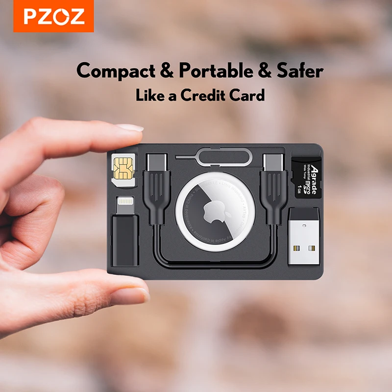 PZOZ Wallets Cards Holder For Airtag Cable Clip For iPhone Mobile phone Management Organizer Digital SD Card Storage Portable