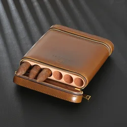 GALINER Cedar Wood Travel Humidor Cigar Leather Case Portable 6 Tubes W/ Cigar Humidifier Cigar Humidor Box Outdoor