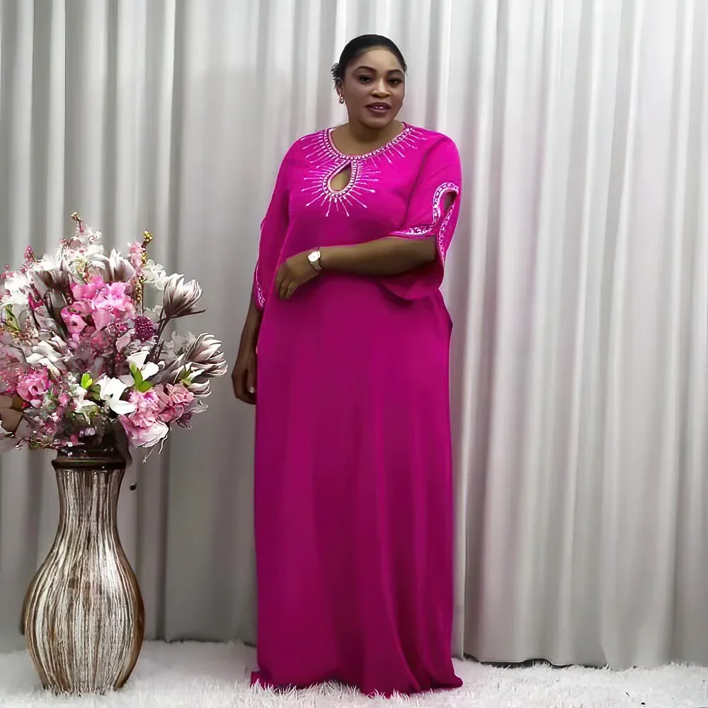 

2024 Elegant Plus Size African Dresses for Women Autumn O-neck Polyester Weddding Party Evening Long Maxi Dress Gowns Outfits
