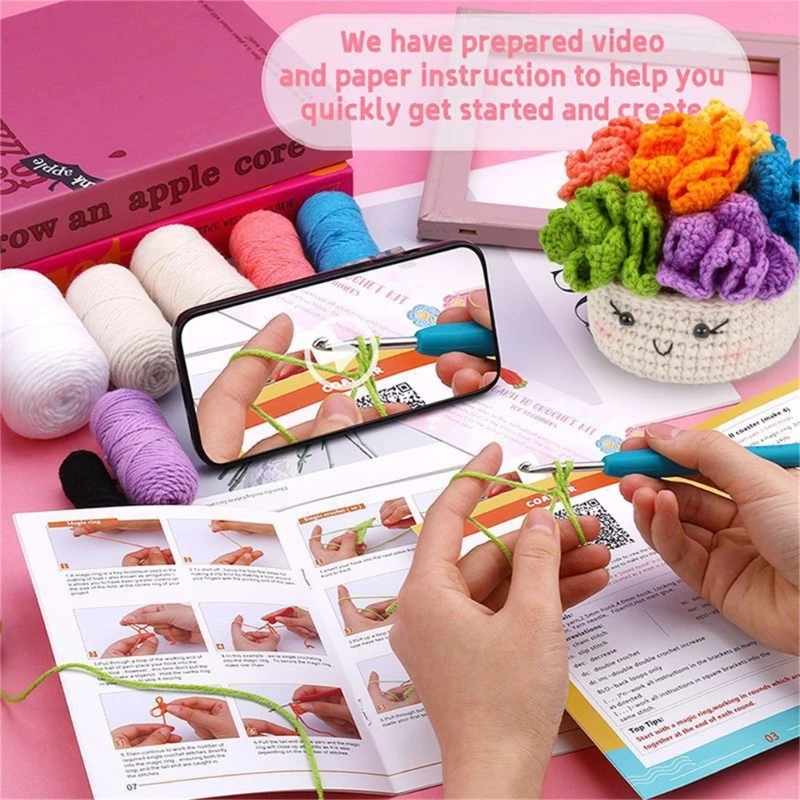 Potplant Onderzetter Haak Kits Beginners Haak Kits Diy Haak Garen Set Met Haaknaalden Threaders Voor Beginners