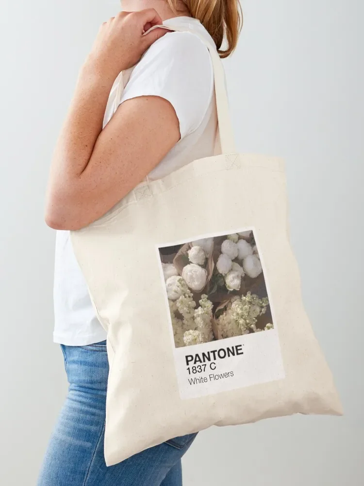 

Pantone White flowers sticker Tote Bag Women's tote bag Canvas bag tote screen bags for women