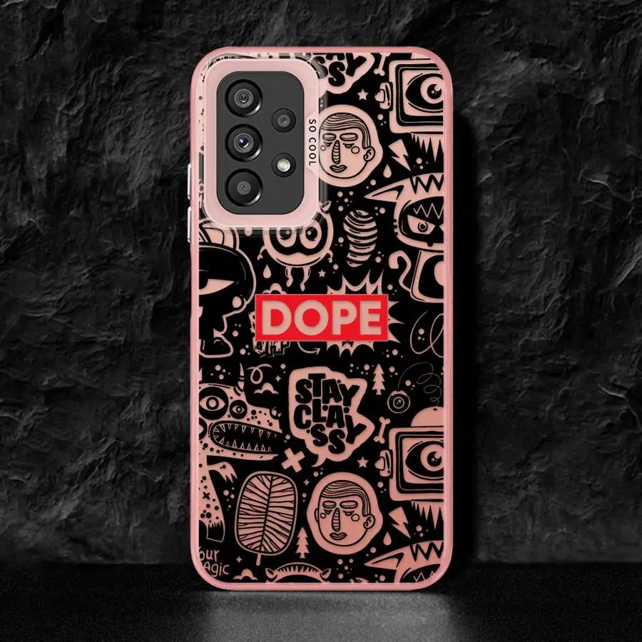 Black Graffiti Phone Case for Samsung Galaxy A21s A22 A23 A24 A25 A31 A32 A33 A34 A35 A51 A52s A53 A54 A55 Cover