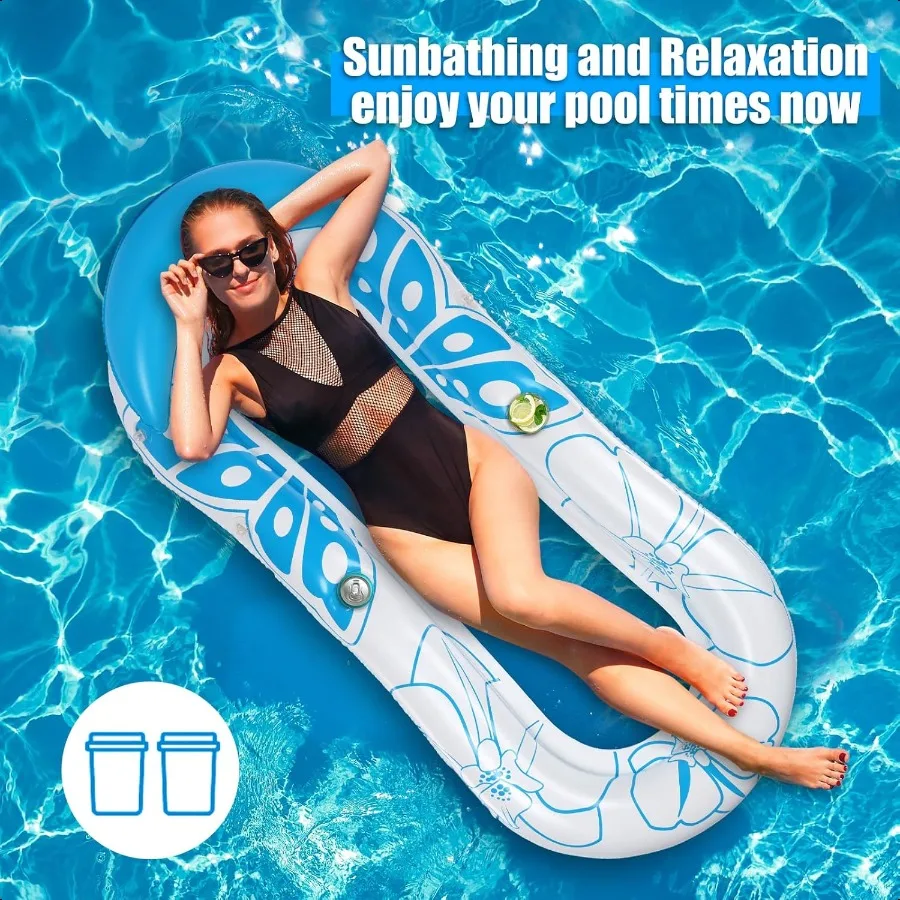 Iatable Pool Lounge FloatFloaties Rafts for Adults Floating Lounger Sun Tanning Floats Cool Water Floaty Swimming Lake Beach Pa