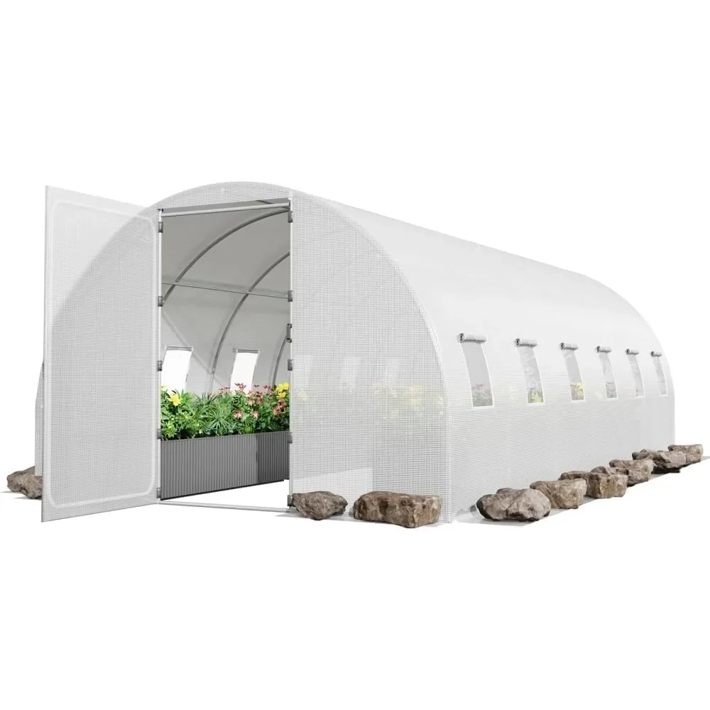 20x10x7FT Outdoor Greenhouse, Heavy Duty Large Tunnel Greenhouse, Walk-in Greenhouse, Outdoor Gardening, Upgraded Swing Door