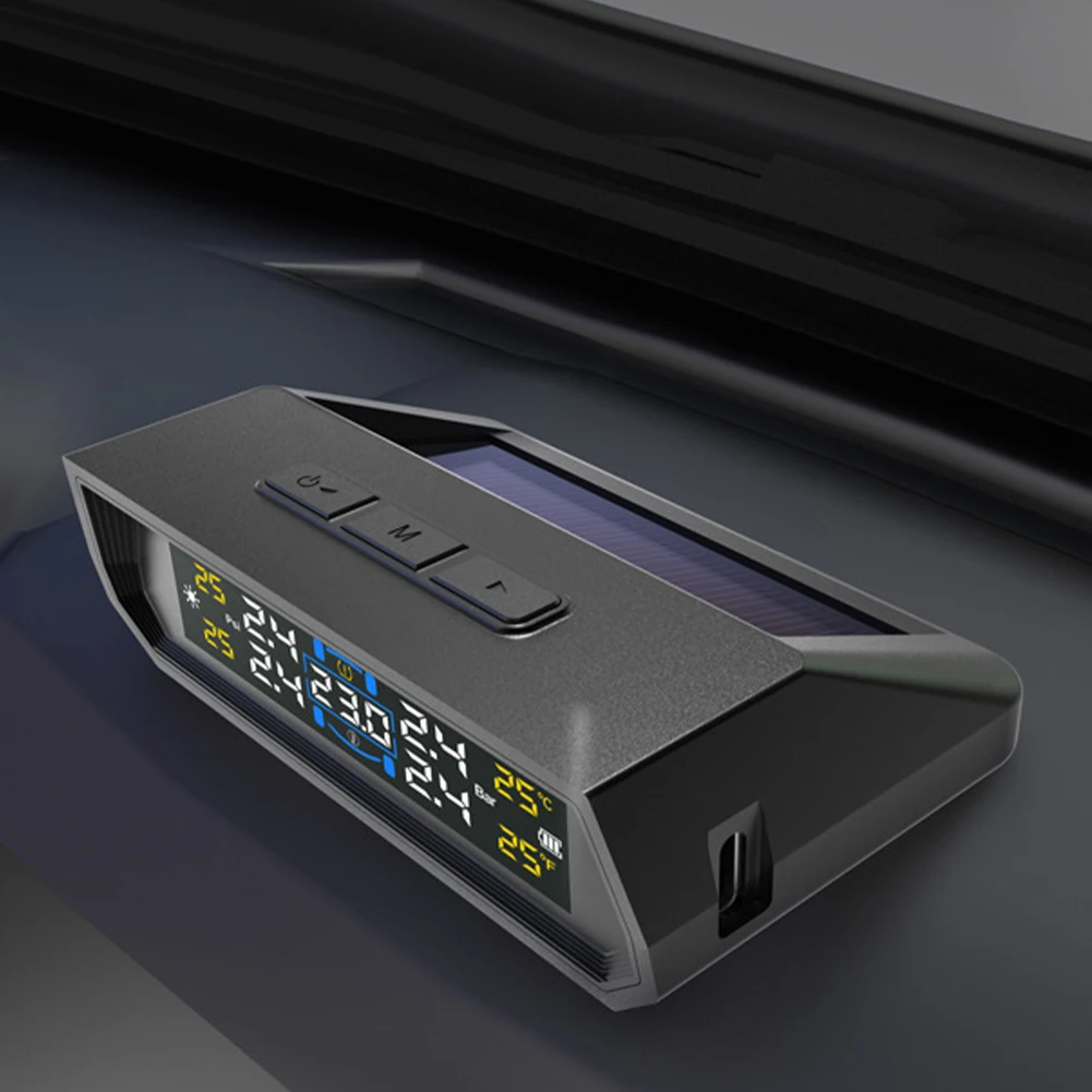 

Solar/USB Powered Tire Pressure Monitoring System Wireless TPMS Tire Pressure Monitor System for RVs Trailers Cars
