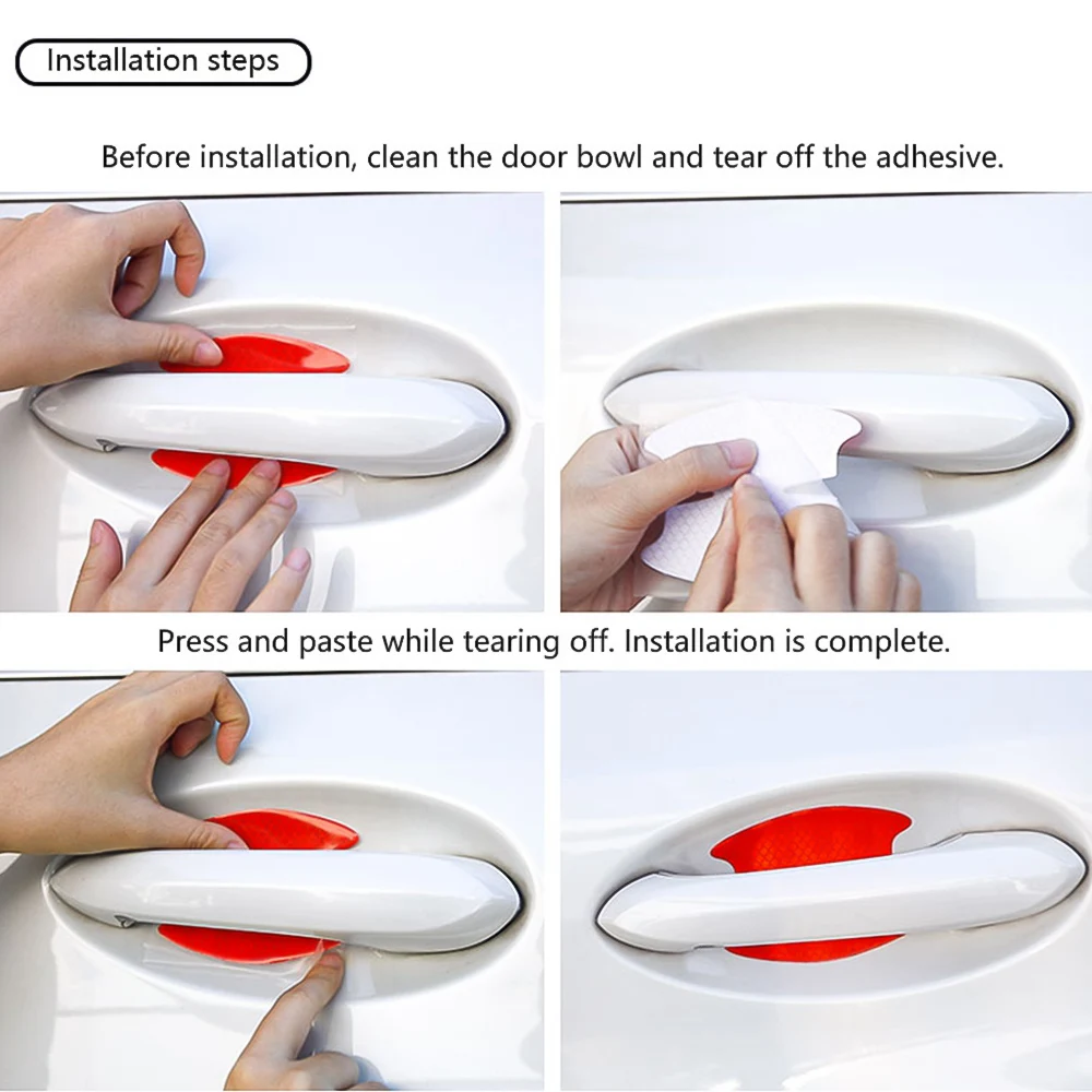 4 قطعة باب السيارة المعصم مقاومة للخدش حماية قطاع الباب السلطانية تحذير عاكسة المضادة للتصادم ملصقات اكسسوارات السيارات