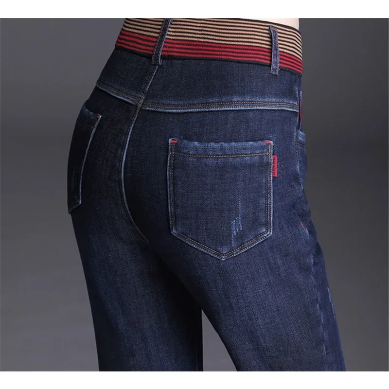 Frauen Große Größe Hohe Taille Vintage Flare Denim Hosen Schlank Stretch Gerade Vaqueros Casual Pantalones Koreanische Hosen Neue Jeans