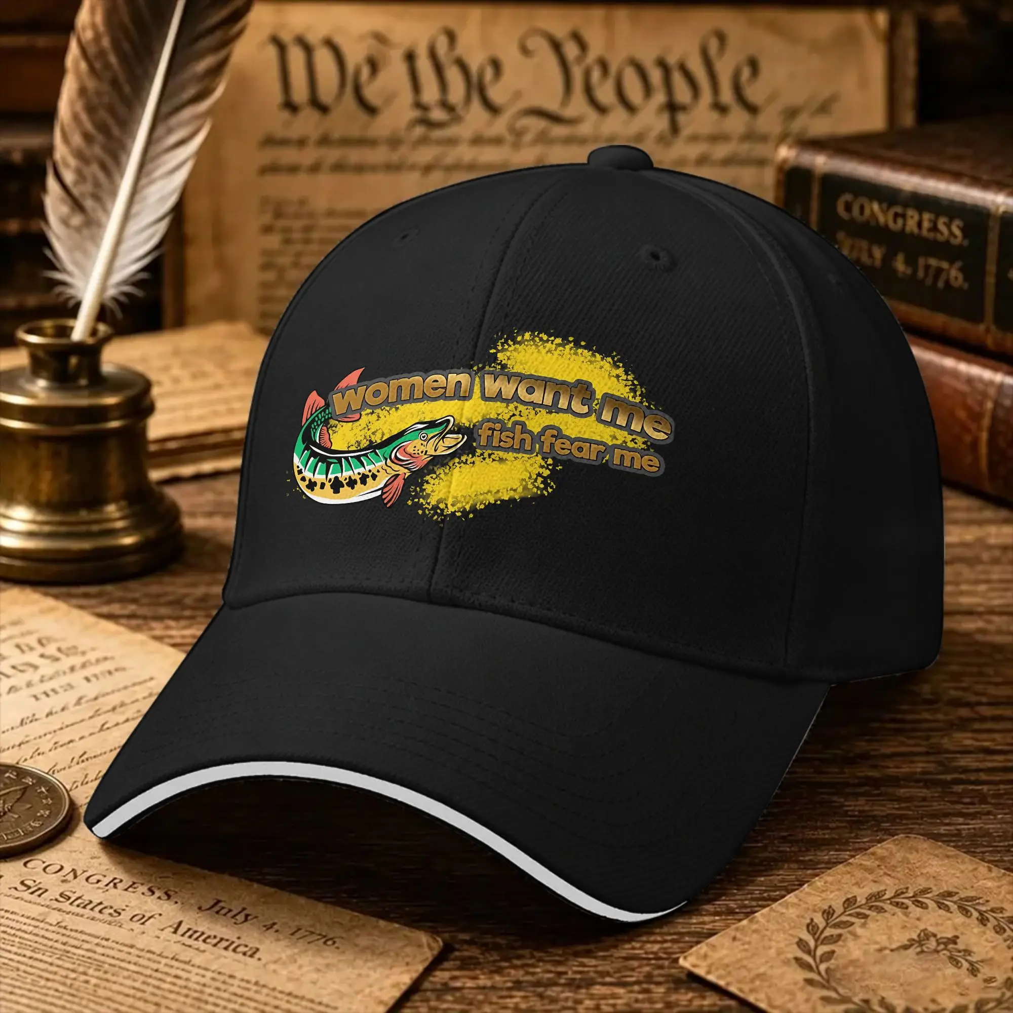 Fish Want Me Women Fear Me Cap  Casual Baseball Cap  Hunting Camping Trucker Hat Summer Sun-Proof Women Men Design Baseball Caps