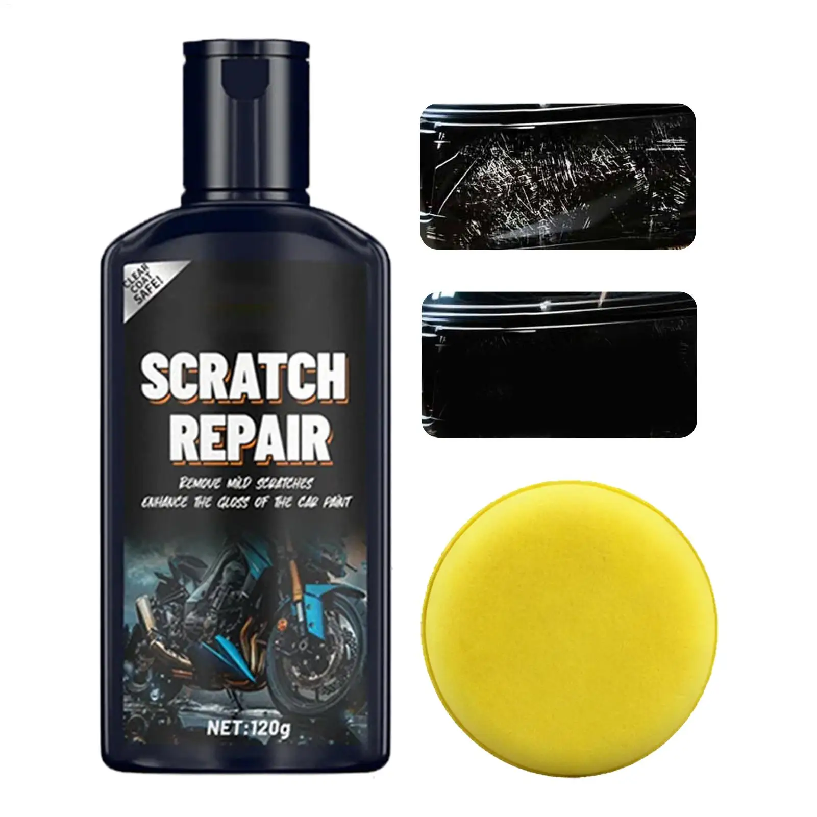 Motorcycle Helmet Scratch Remover 120g Restoration Paste with Sponge Eyeglasses Scratch Remover for Gloss Care Motorcycle Helmet