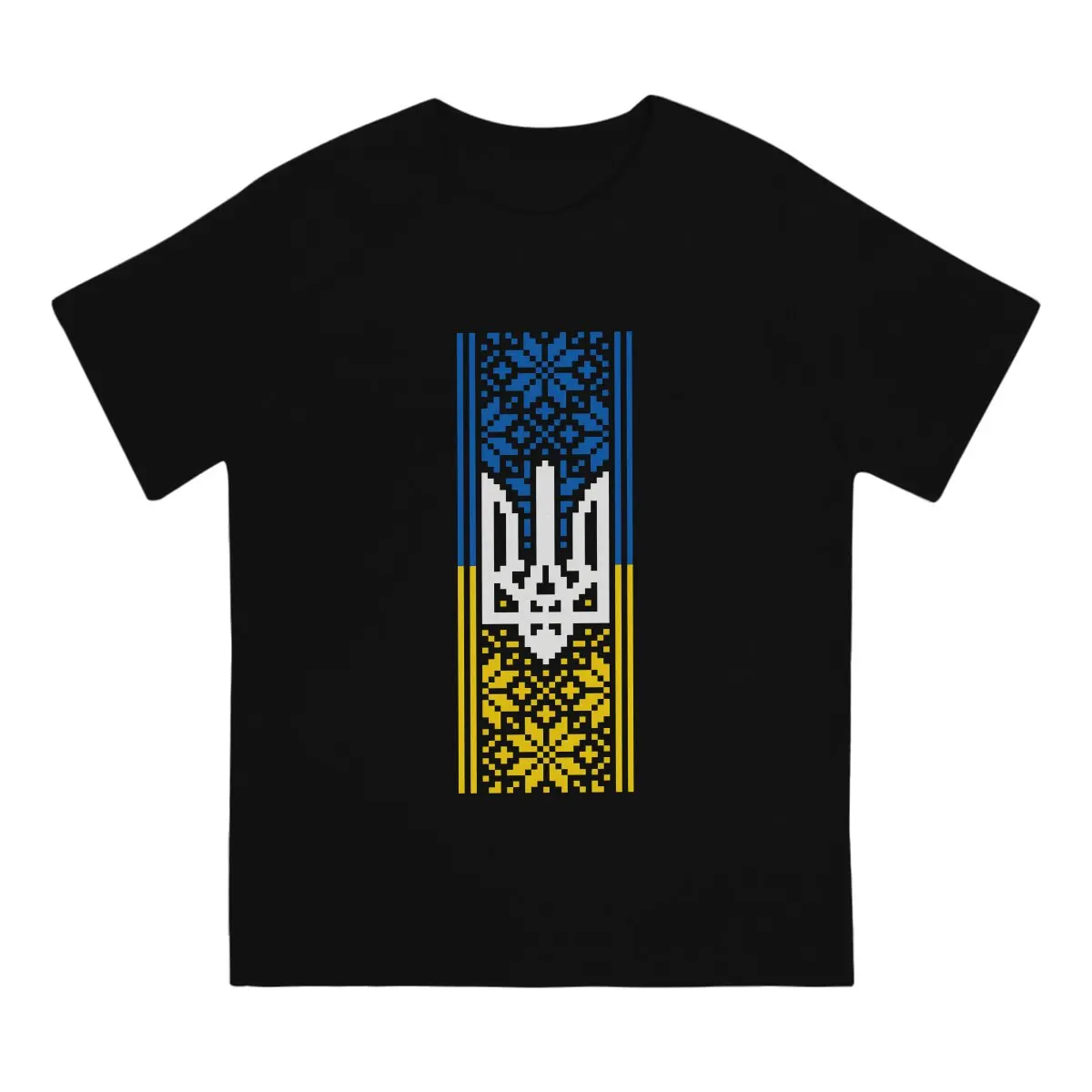 Ukrainian Trident Emblem of Ukraine Vyshyvanka Styled T Shirt Homme Men's Tshirt O-Neck