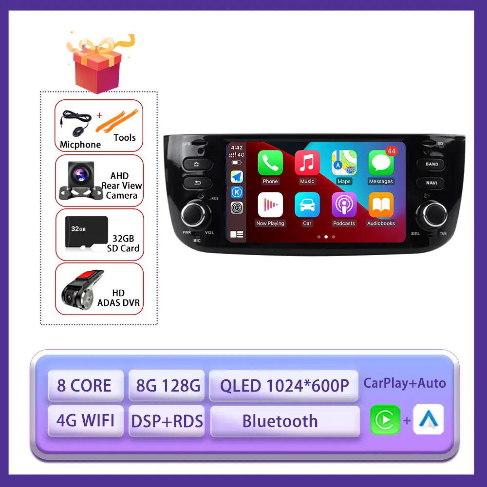 6.2 "Android 15 Auto Carplay Radio Voor Fiat Linea Punto EVO 2012-2015 Stereo Autoradio Multimedia Speler GPS Navi scherm Gereedschap