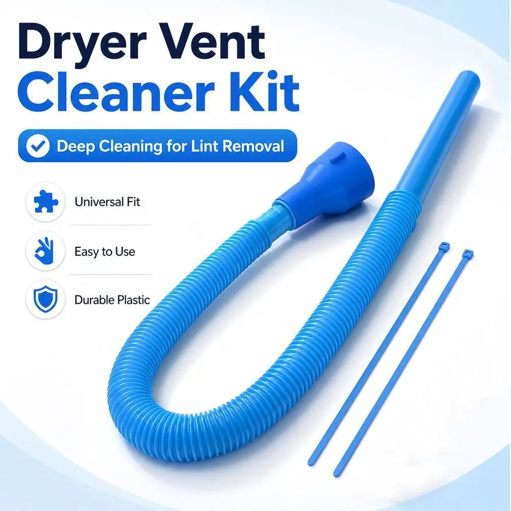 Plastic Dryer Vent Cleaner Kit Blue Long Reach Vacuum Cleaner Extension Tube Cleaning Tools Elastic Connector Long Flat Tube