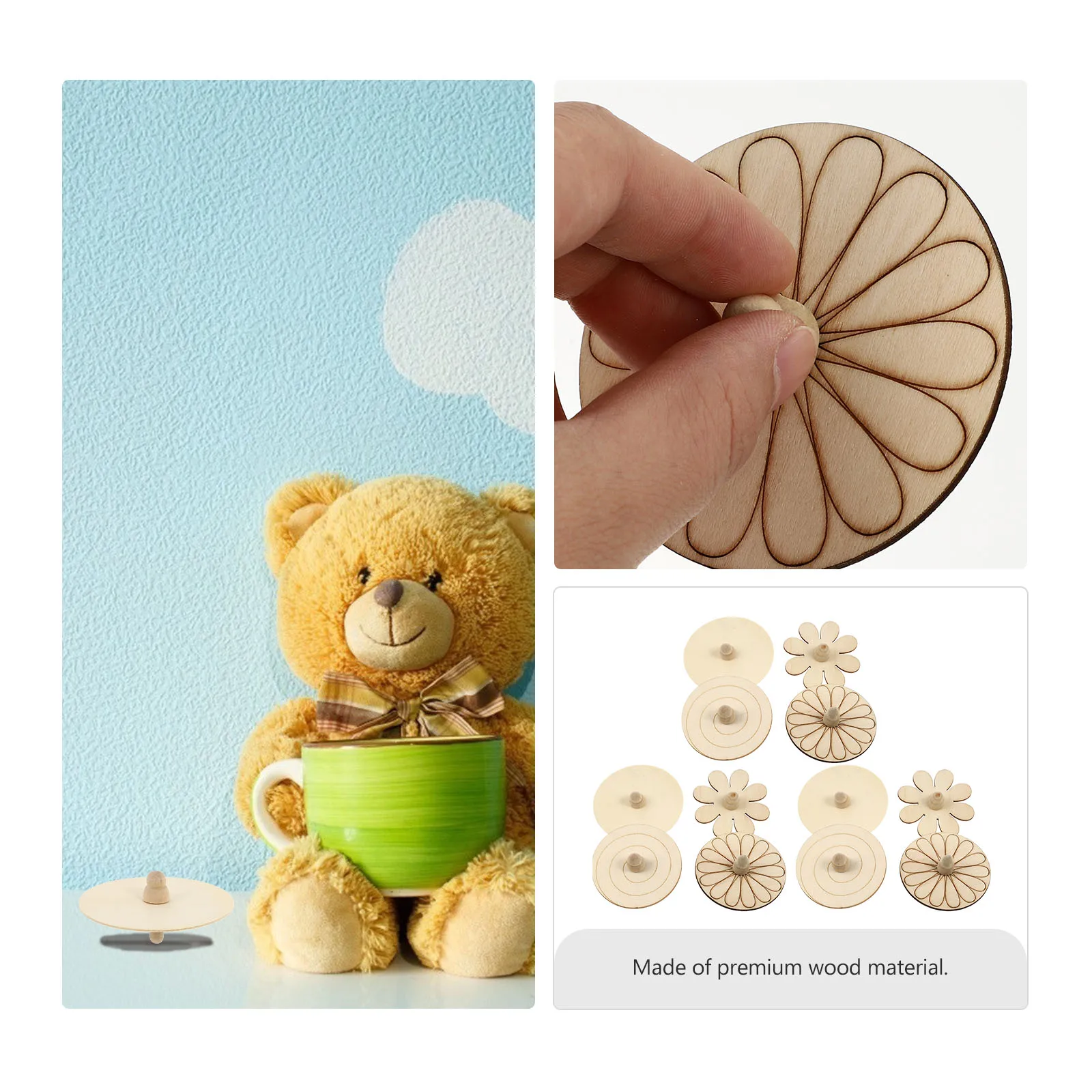 

12 шт. деревянная волчок для снятия стресса, детские игрушки, незавершенный гироскоп