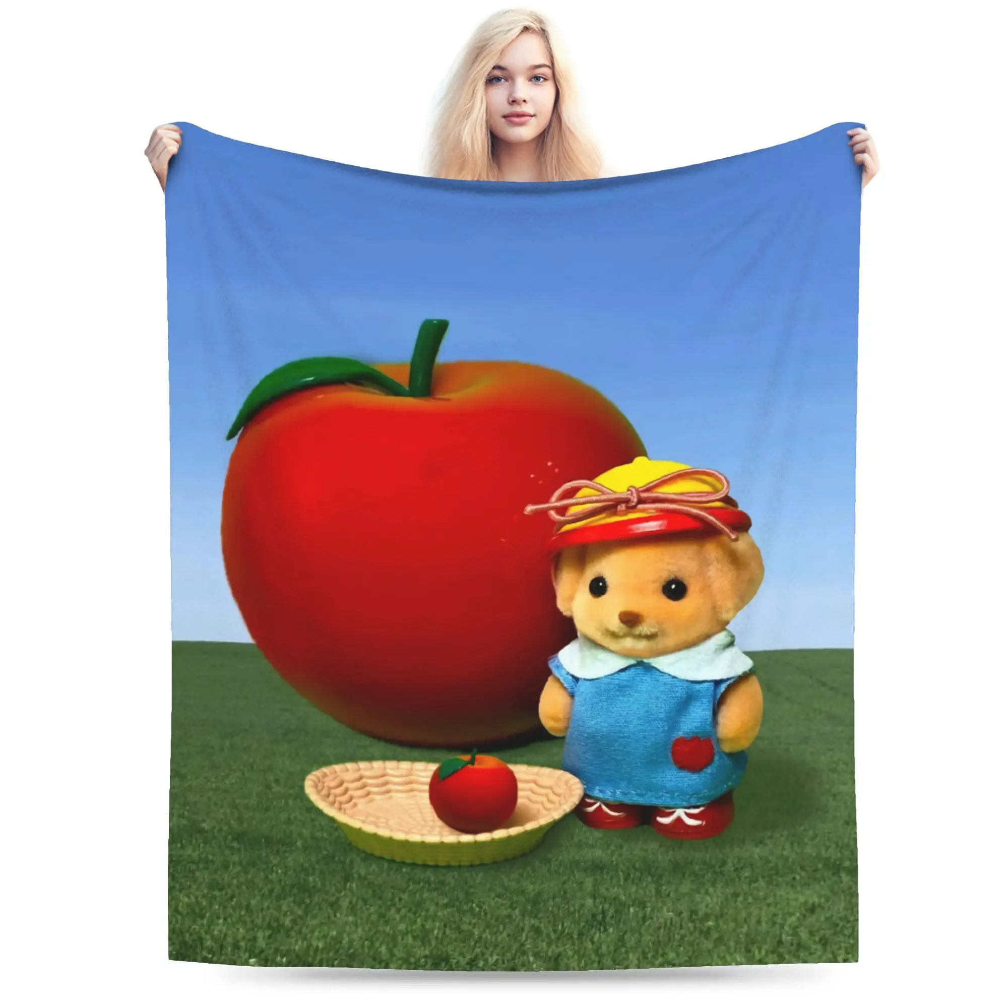 

Apple Sylvanian Families Warm Soft Blanket Boy Girl Plush Throw Blanket Fluffy Outdoor Flannel Bedspread Sofa Bed Cover