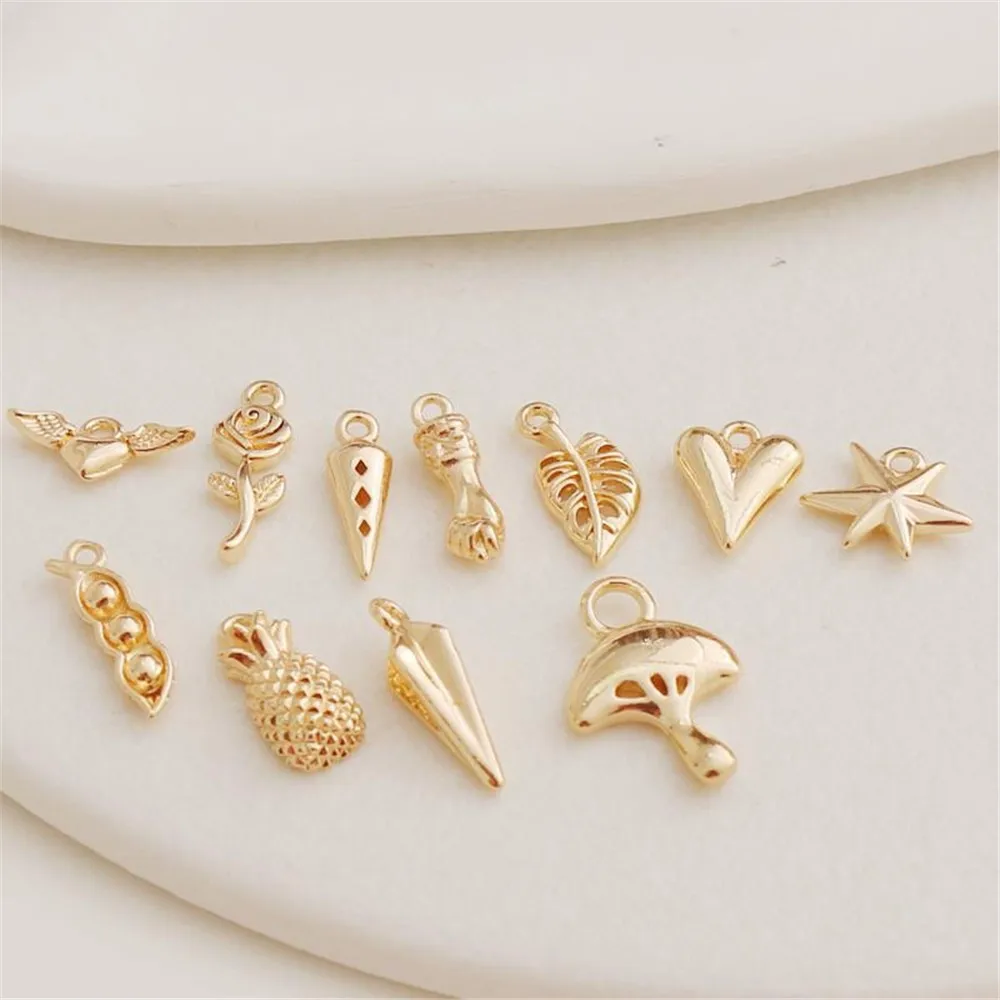 14k Gold Color-preserving Copper Electroplated Small Pendant DIY Jewelry Bracelet Necklace Handmade Earrings Accessories Materia