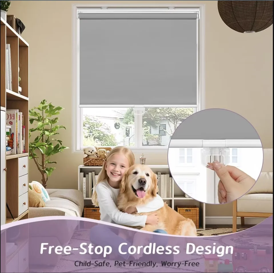 Modern Design Free Stop Cordless Design Spring Control UV Protection 100% Full Blackout Roller Blinds For Windows