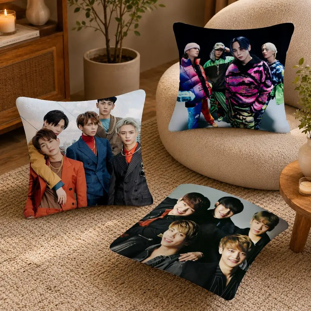 Kpop S-S-SHINee Cushion Cover Soft Short Plush Pillow Case Double Sided Print Washable Sofa Bed Home Decor Gift